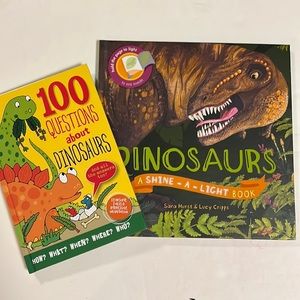 Usborne shine the light dinosaur book and 100 questions about Dino’s book